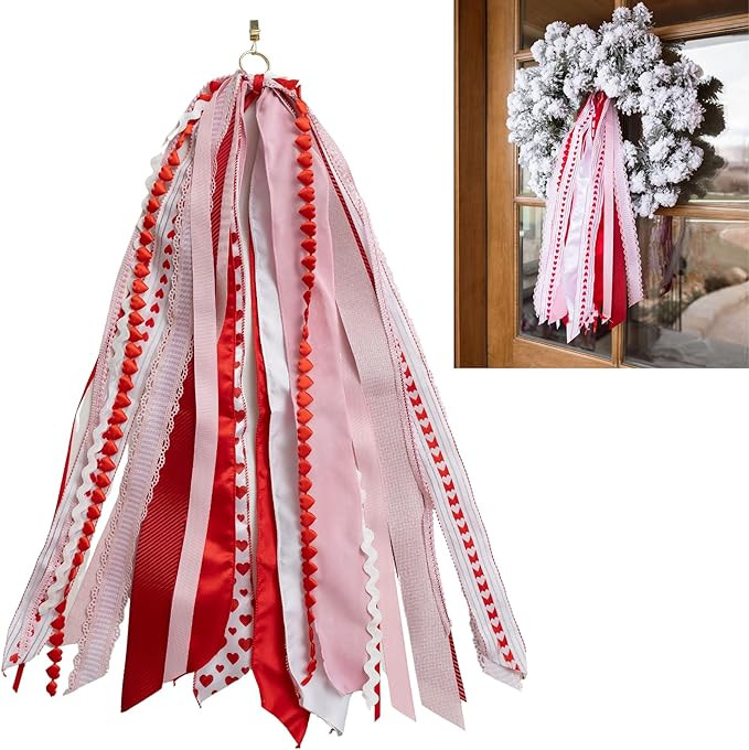 Wreath Ribbon Set - Decorative Bow & Assorted Ribbon for Wreaths - Clip-On Wreath Sash Ribbons Bu... | Amazon (US)
