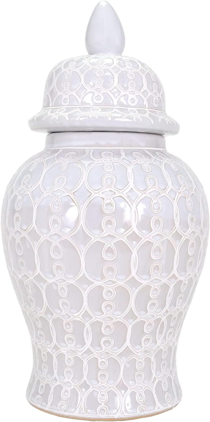 TIC Collection Hand Crafted and Hand Painted Ellery Jar, Multi-Tonal Shades of Cream, Taupe, & Gr... | Amazon (US)