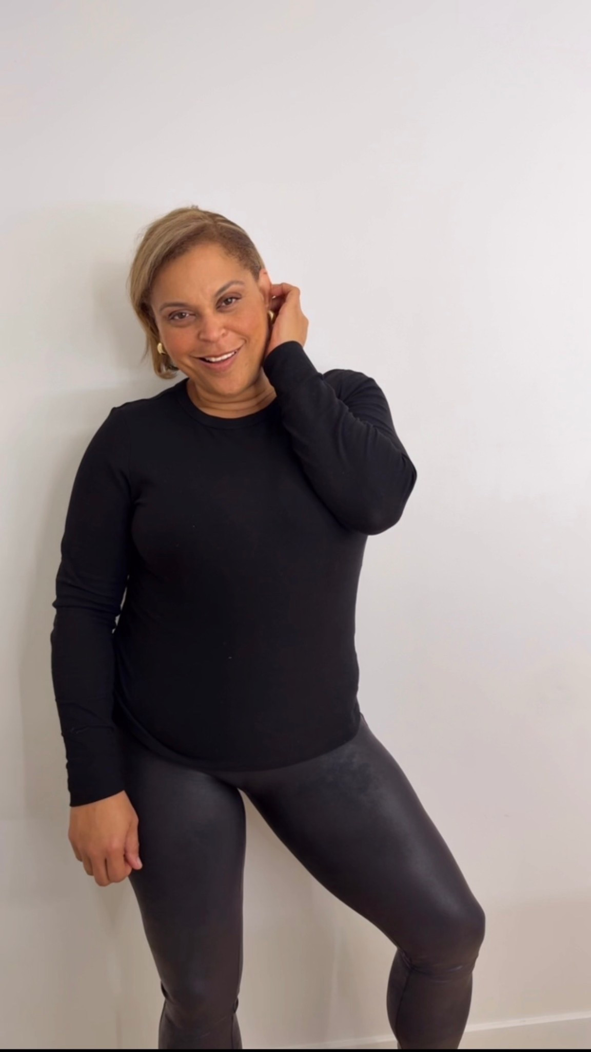 All black everything 
Faux leather leggings ribbed long sleeve top elevated casual airport outfit 

#LTKOver40 #LTKTravel #LTKdayinmylife