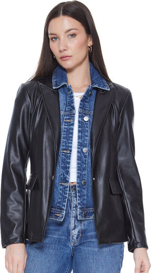BLUE REVIVAL Helen Blazer in Black UNreal Leather | Nordstrom | Nordstrom