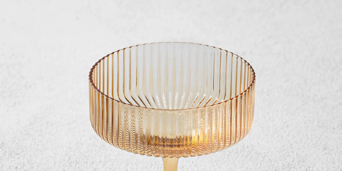 Malibu Ribbed Coupe Champagne Glass - Amber 10oz | Linen & Clove