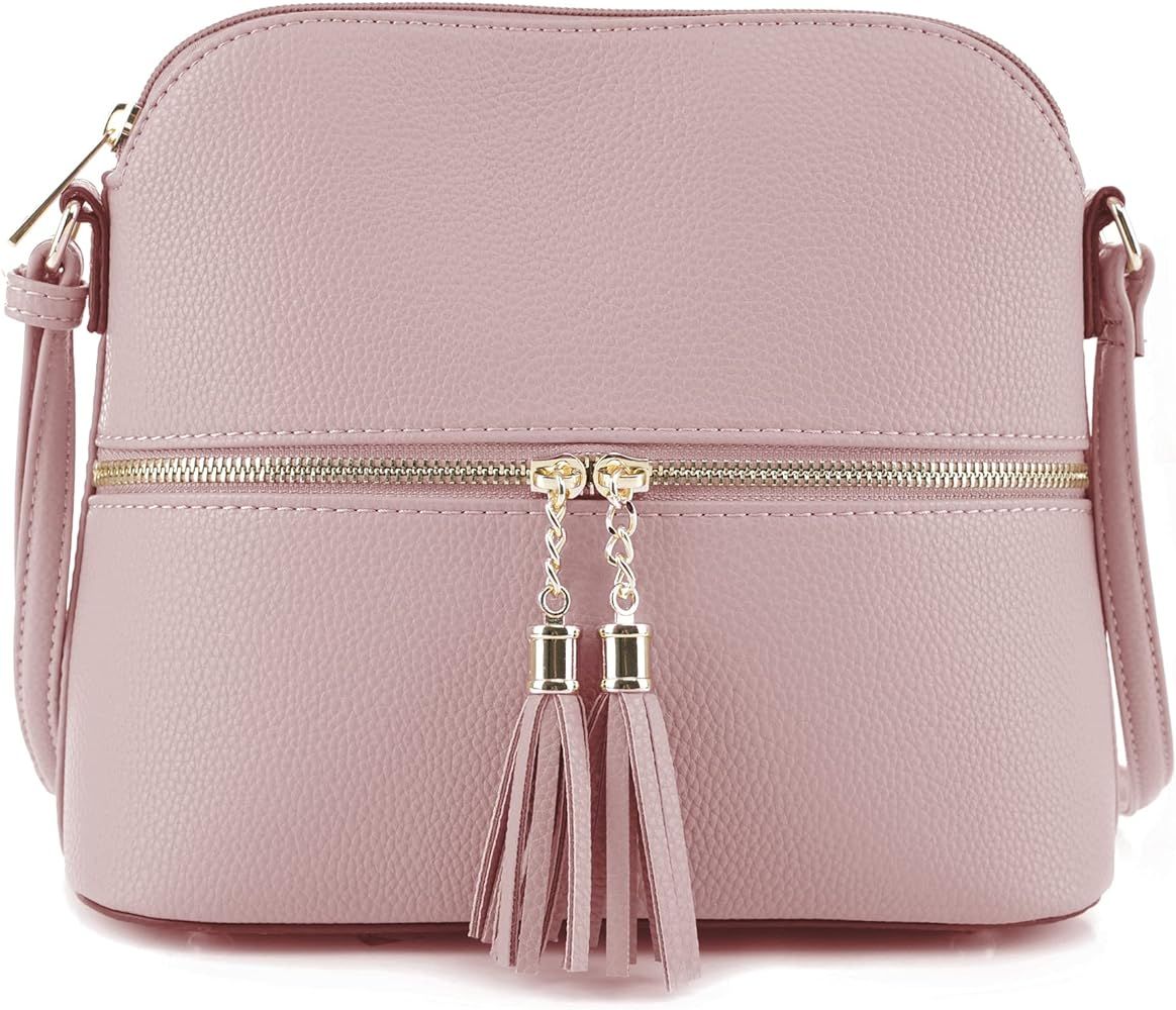 SG SUGU Lunar Lightweight Medium Dome Crossbody Bag Shoulder Bag with Tassel | Zipper Pocket | Adjus | Amazon (US)