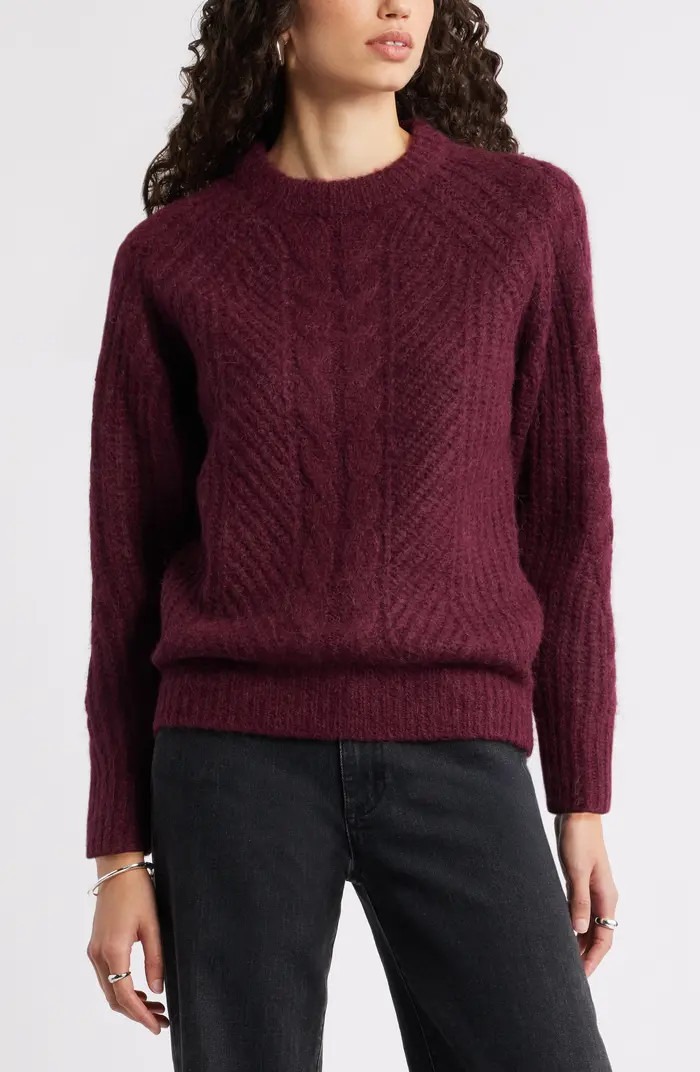 Cable Crewneck Alpaca Blend Sweater | Nordstrom