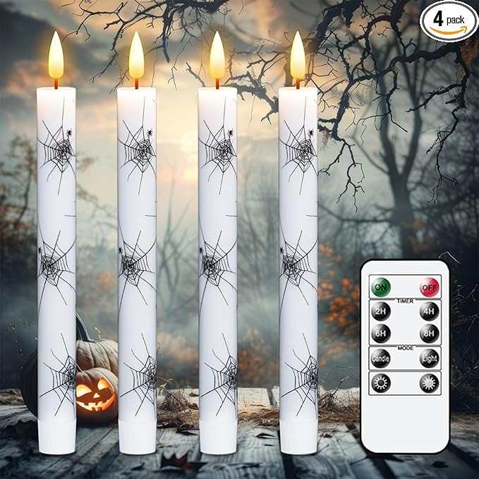 Eldnacele Halloween Flameless Taper Flickering Candles with Remote and Timer, Battery Operated Co... | Amazon (US)
