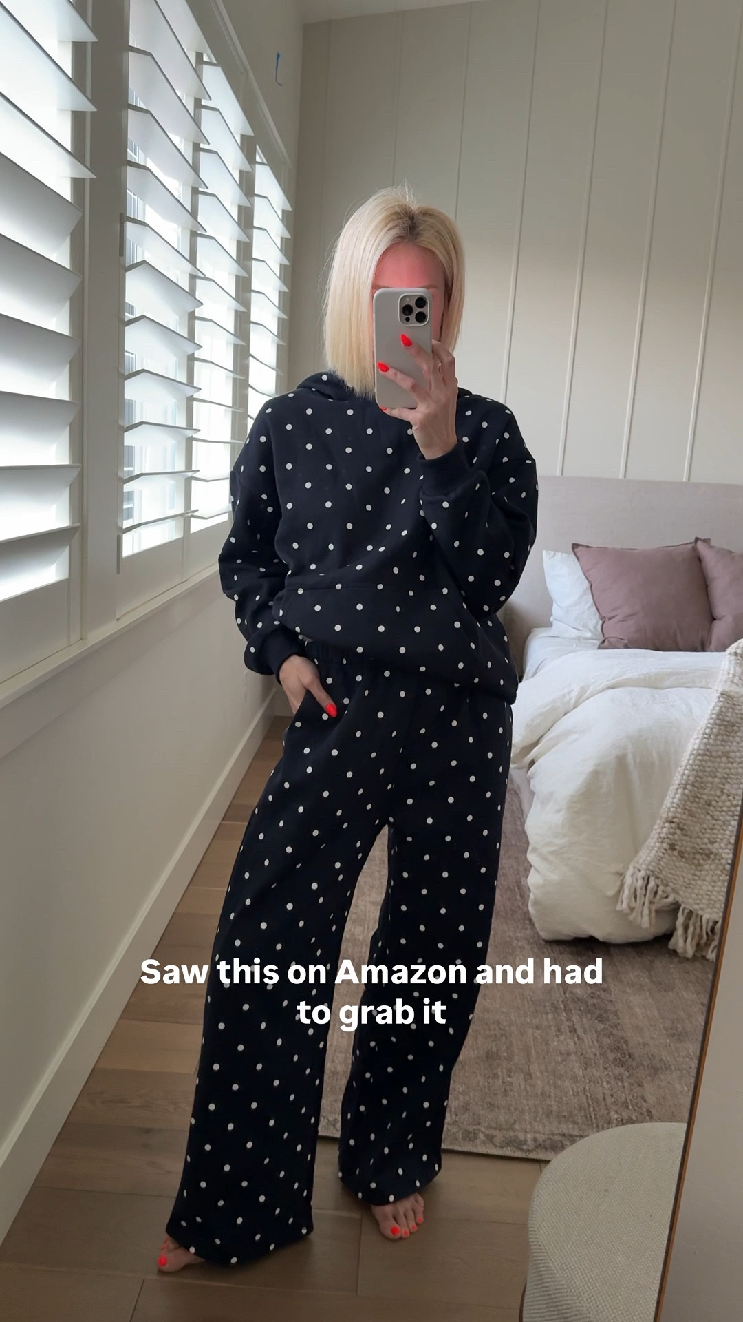 Polka dot sweats set! 
So many colors — brown, red, black & white. I’m wearing a large, but should’ve done a medium. Oversized!

#LTKOver40 #LTKgrwm #LTKdayinmylife