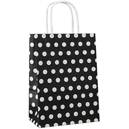 ADIDO EVA Medium Polka Dot Paper Gift Bags with Handles Black 8.3 x 10.6 x 4.3 In 25 PCS | Amazon (US)