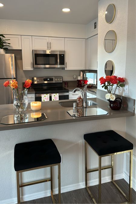 Velvet barstools with hold hardware 
Kitchen
Home
Home decor
Apartment decor 
Wayfair sale 

#LTKsalealert #LTKSpringSale #LTKhome