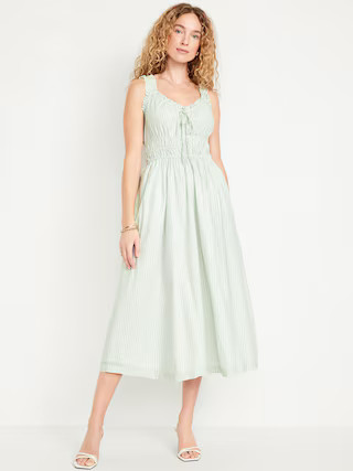Waist-Defined Ruffled Midi Dress | Old Navy (US)