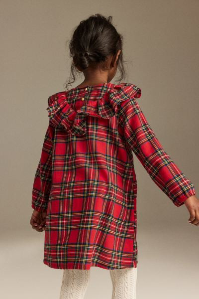 Flounce-trimmed Dress - Red/plaid - Kids | H&M US | H&M (US + CA)