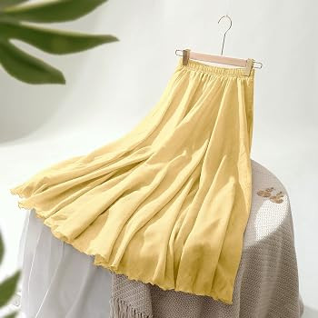 Women Boho Beach A-Line Dress Double Layer Elastic Waist Long Maxi Skirt | Amazon (US)