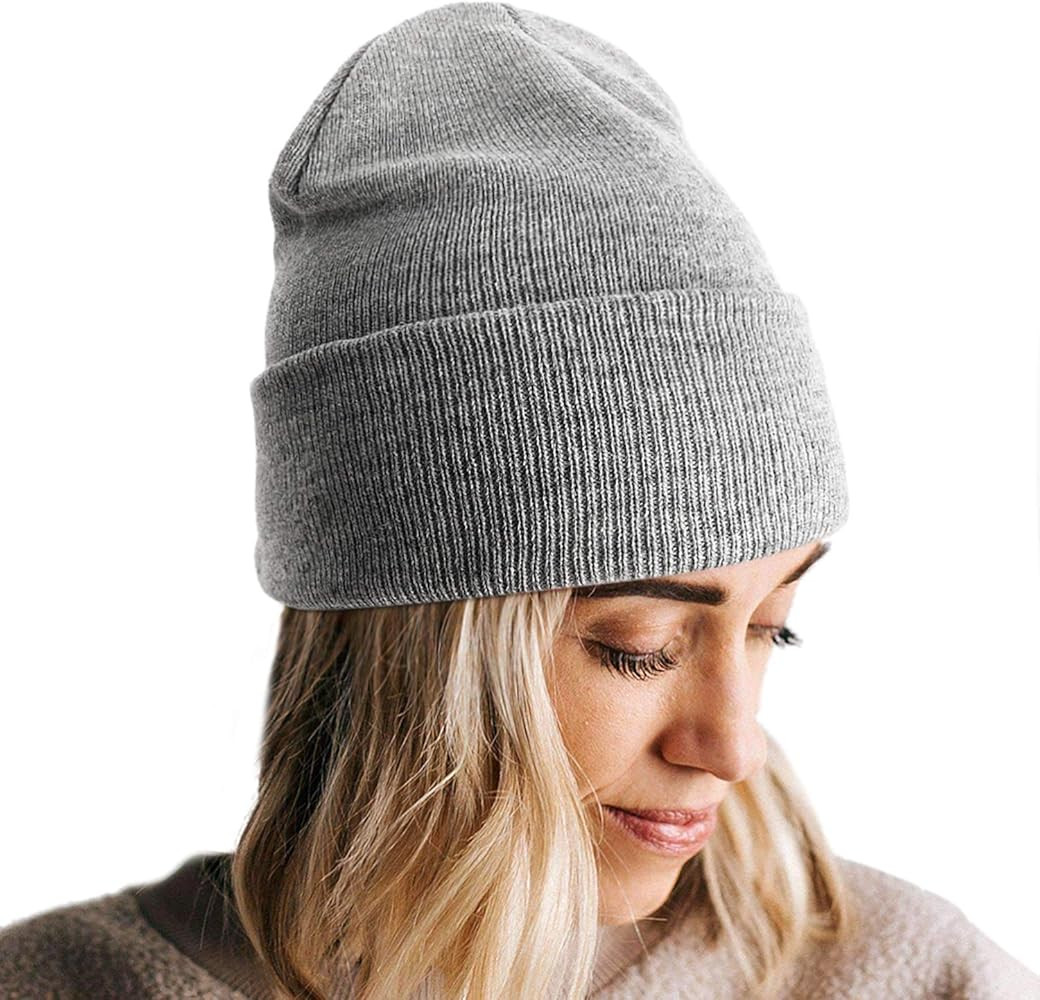 Lvaiz Winter Knitted Cuffed Beanie for Women Unisex Slouchy Rib Knit Men Watch Hat Acrylic Skull ... | Amazon (US)