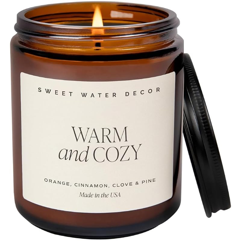 Sweet Water Decor Warm and Cozy Soy Candle - Orange Peel, Cinnamon, Ginger and Clove Scented Cand... | Amazon (US)