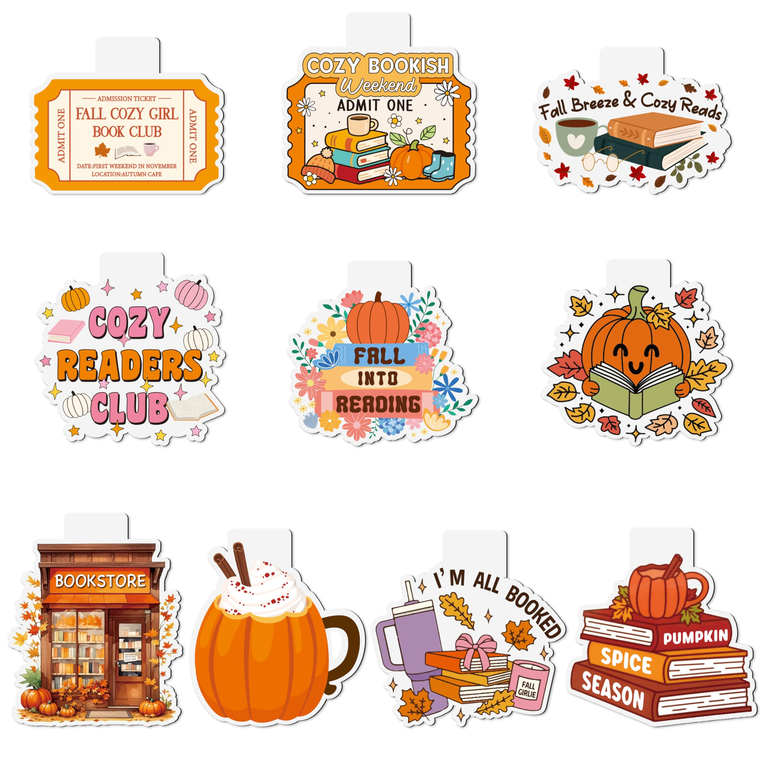 10Pcs Fall Pumpkin Magnetic Bookmarks - Funny Cozy Reader Bookmarks for Reading, Cute Pumpkin Boo... | Amazon (US)