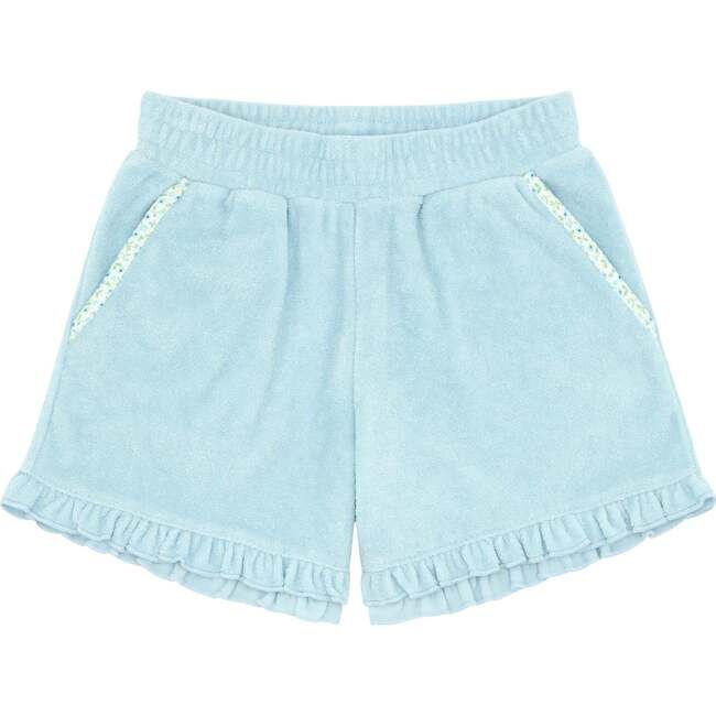 Pacific Blue Ruffle French Terry Shorts | Maisonette