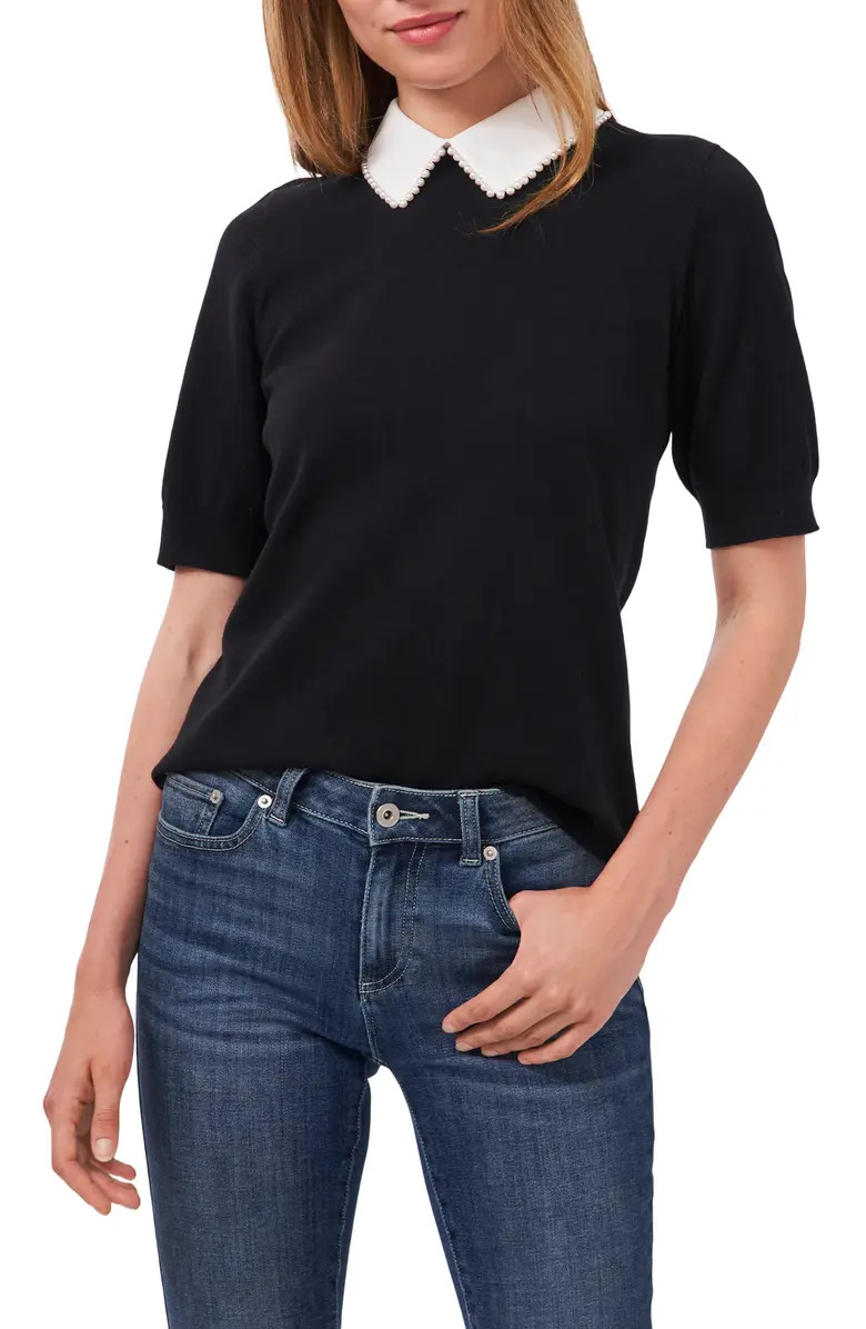 CeCe Imitation Pearl Collar Sweater | Nordstrom | Nordstrom