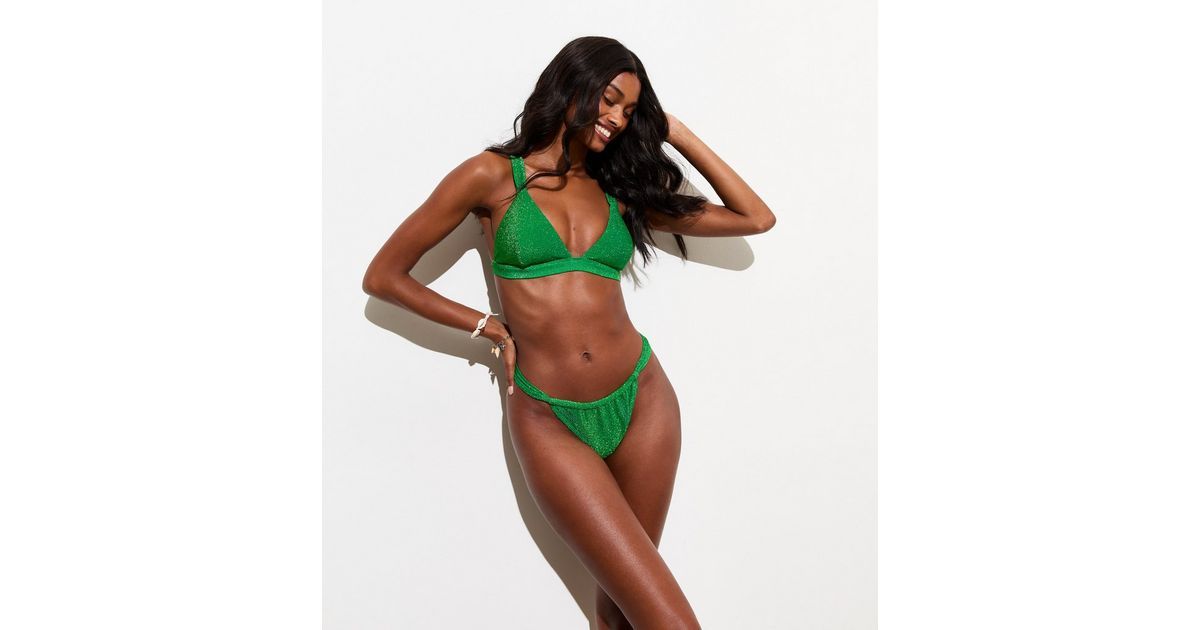 Green Glitter Triangle Bikini Top
						
						Add to Saved Items
						Remove from Saved Items | New Look (UK)