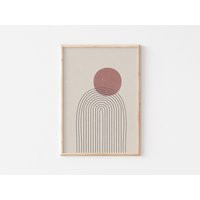 Rainbow Art Print, Line Minimalist Boho Decoration, Earth Tones Wall Art, Mid-Century Modern | Etsy (US)