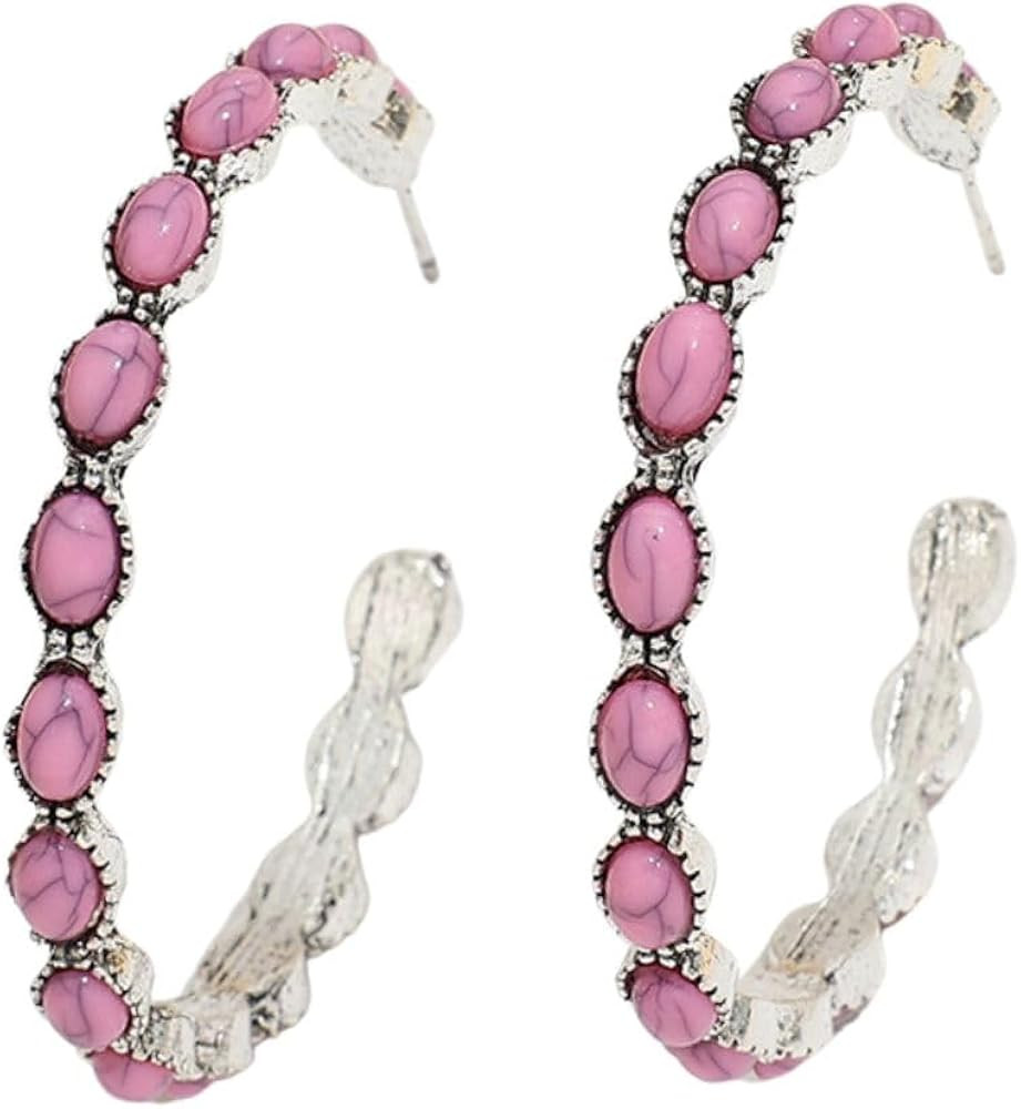 Bohemian Vintage Turquoise Oval Flower Drop Dangle Earrings Geometric Ethnic Teardrop Earrings We... | Amazon (US)