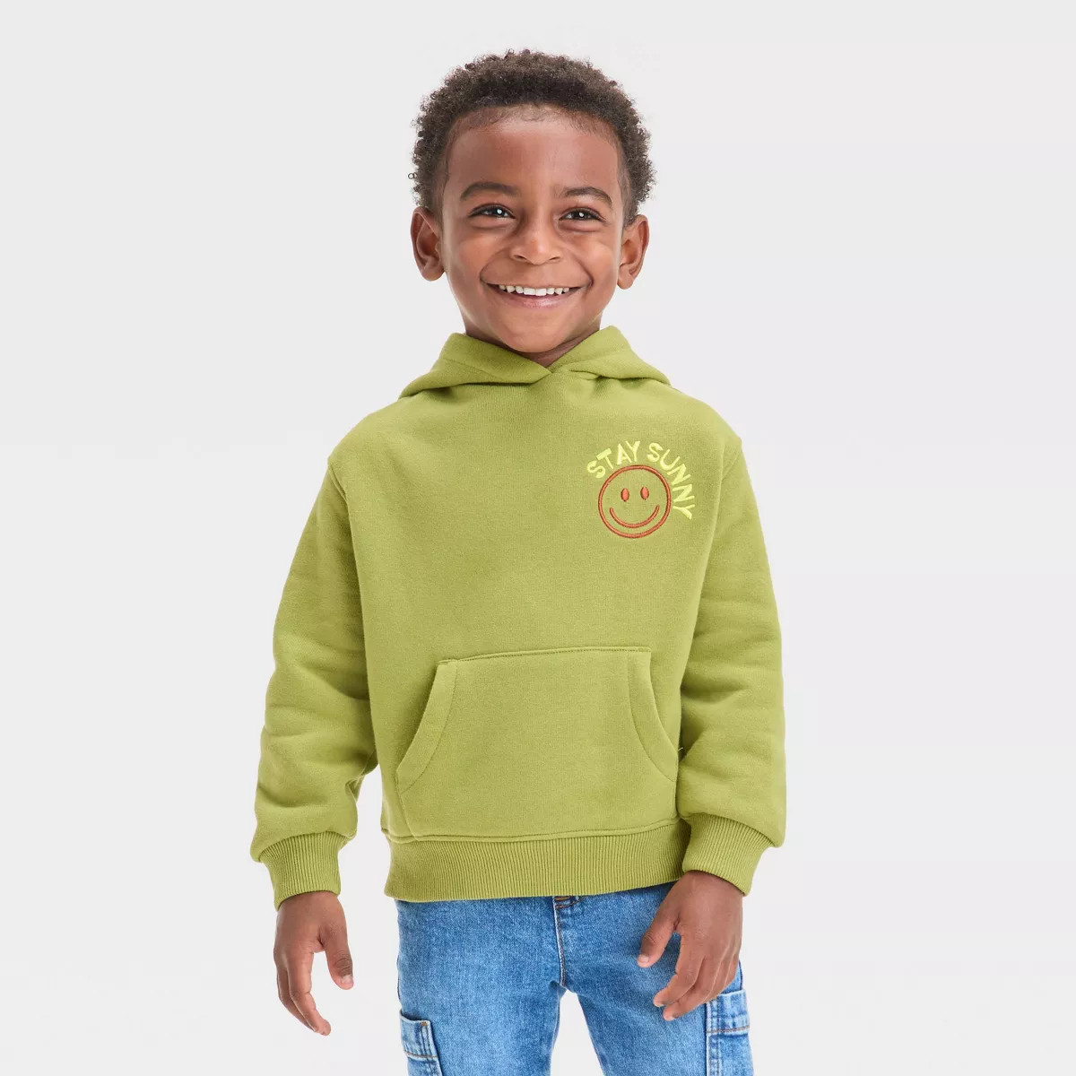 Grayson Mini Toddler Boys' Stay Sunny Hooded Fleece Sweatshirt - Olive Green | Target