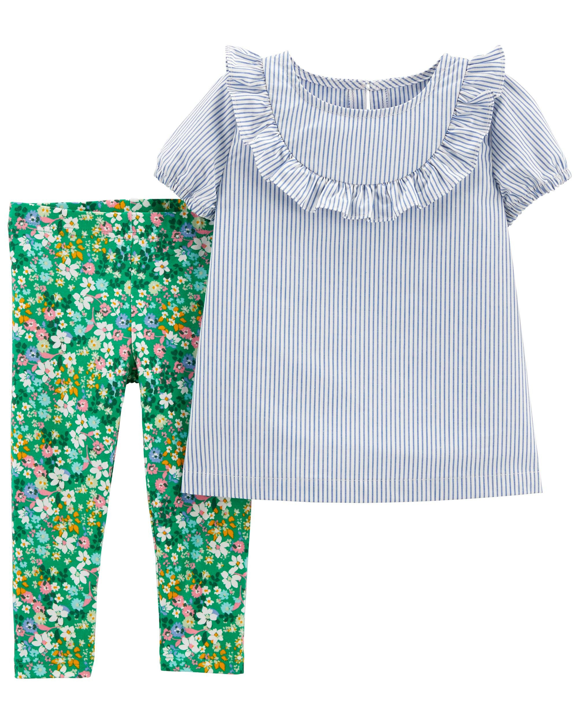 2-Piece Striped Top & Floral Capri Legging Set | Carter's
