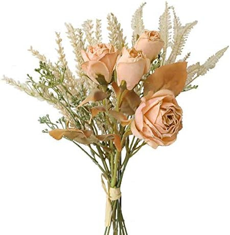 SPRIF Artificial Dried Flowers Fake Silk Rose Flower Arrangements 2 Packs of Plastic Wheat Ears B... | Amazon (US)