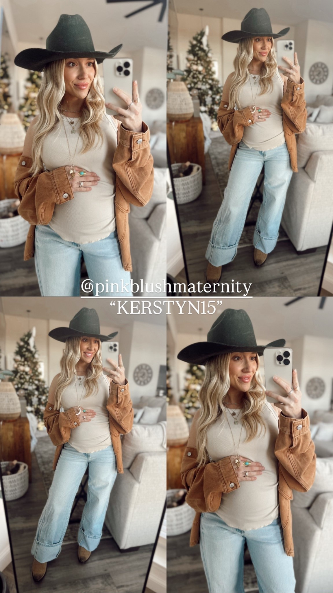 Western Maternity Outfit ✨
This look is maternity friendly and perfect for fall! Wearing my light-wash wide leg jeans, a cream basic tank, and a barn jacket from Free People (25% off right now!). Paired it with my Teddy Cattleman cowgirl hat from Gigi Pip for that  boho-western vibe. 🤎🤠

All maternity friendly + sharing similar options from PinkBlush on LTK!
#pregnancyoutfit #maternitystyle #pinkblushmaternity #westernstyle #bohofashion #freepeoplejacket #gigisiphat #ltkinfluencer #outfitinspo



#LTKPetite #LTKStyleTip #LTKBump