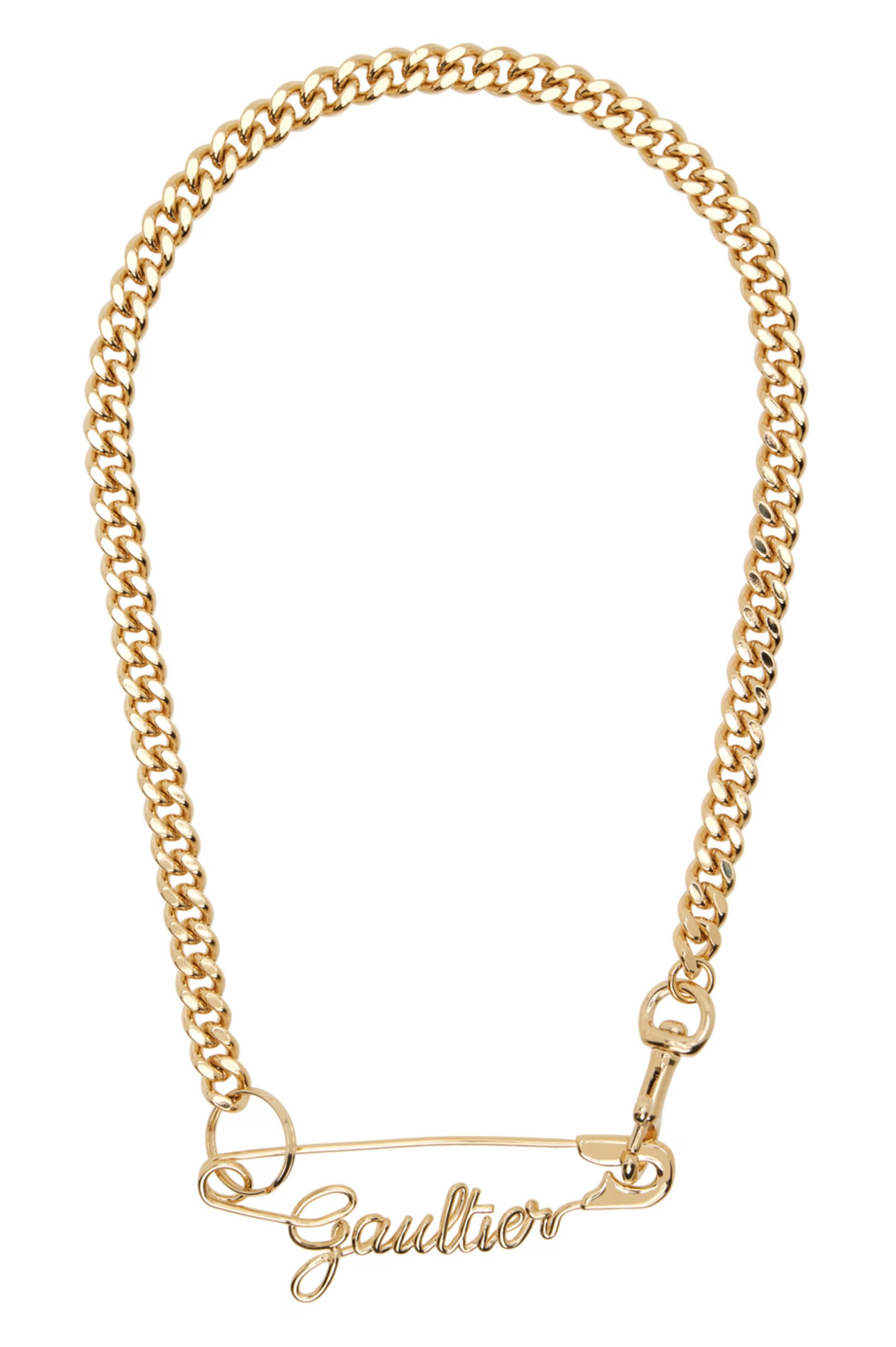 Gold 'The Gaultier Safety Pin' Necklace | SSENSE