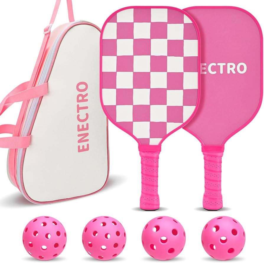 Pink Pickleball Paddles Set of 2, USAPA Approved Fiberglass Pickle Ball Set with 2 Cute Lightweig... | Amazon (US)