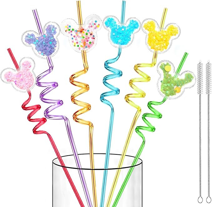 24 Glitter Mouse Ear Party Favors-Reusable Drinking Straws-Birthday Oh Twodles Party Supplies- Pl... | Amazon (US)