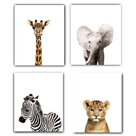 Designs by Maria Inc. Safari Baby Animals Nursery Decor Art - Set of 4 UNFRAMED Wall Prints 8x10 (Op | Walmart (US)