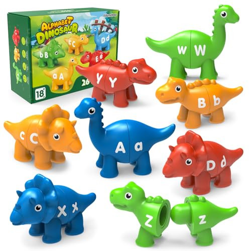 Learning Toys for 2 3 4 Year Old, 26PCS Dinosaur Alphabet Learning Toys with Uppercase and Lowercase,Preschool Activities Montessori Fine Motor Toys for Toddlers Kids Age 18M+ Boys Girls Gift | Amazon (US)