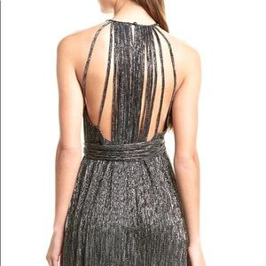 Revolve Dress - Halston Heritage - High Neck Metallic Dress in Steel | Poshmark