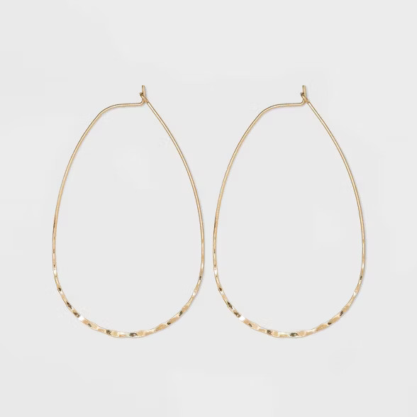 Wire Teardrop Hoop Earrings - Universal Thread™ Worn Gold | Target