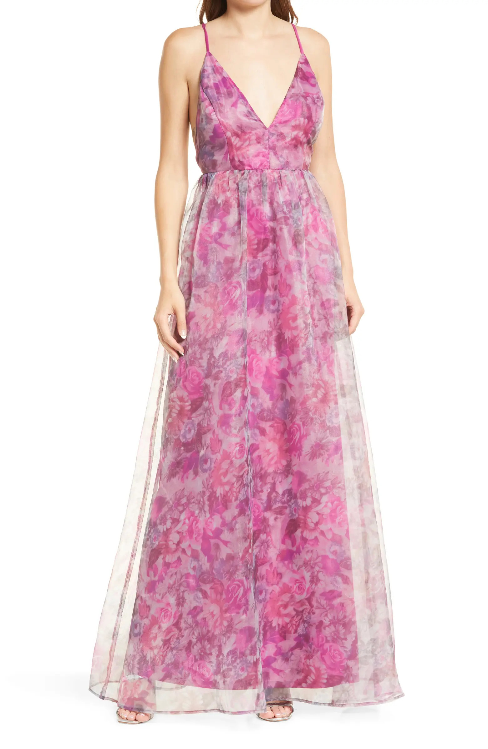 Lulus Bloom Wildly Floral Organza A-Line Gown | Nordstrom | Nordstrom