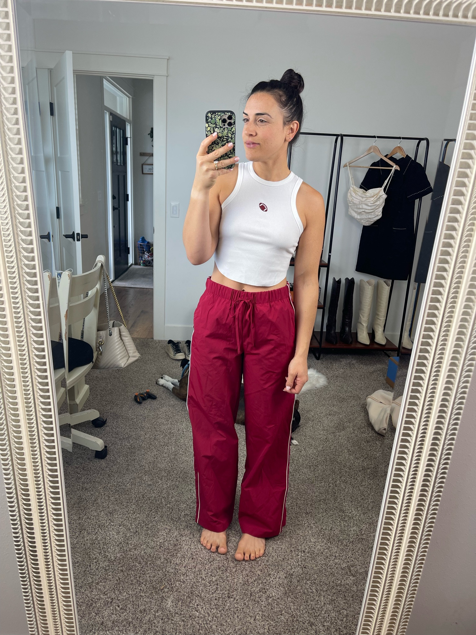 Game day outfit idea. 
Crimson and grey. 
College football outfits. 
What to wear for football season  

#LTKStyleTip #LTKSeasonal #LTKFindsUnder50