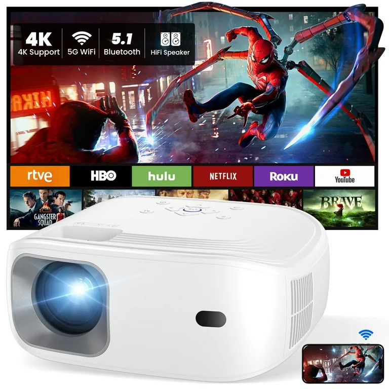 HONPOW 4K Support Portable Mini Projector with Wifi/Bluetooth/Speaker 11000Lumens Projectors for ... | Walmart (US)