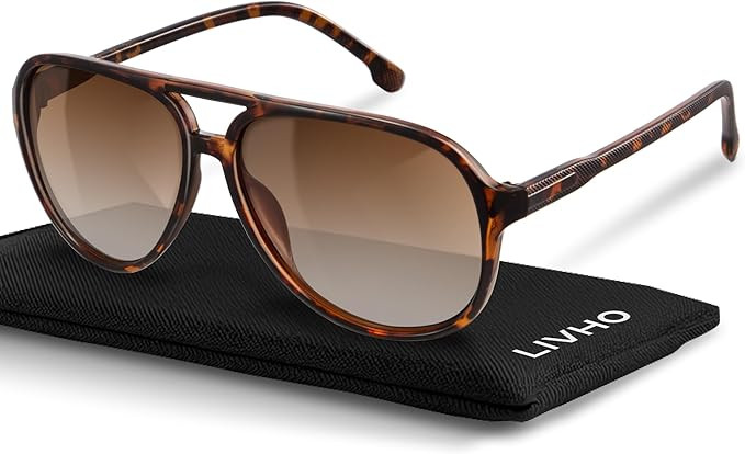 livho 2025 Iconic Polarized Aviator Sunglasses - Retro Shades in 10+ Color Variations - Anti-Scra... | Amazon (US)