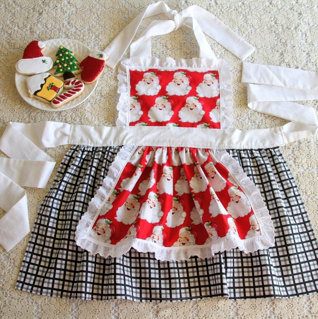 Girls Christmas Apron Santa Apron Doll Apron Matching - Etsy | Etsy (US)