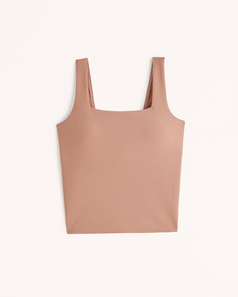 YPB sculptLUX Waist-Length Squareneck Slim Tank | Abercrombie & Fitch (US)