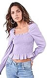 Sugarlips Women's Smocked Square Neck Long Sleeve TOP, Lavender, Small | Amazon (US)
