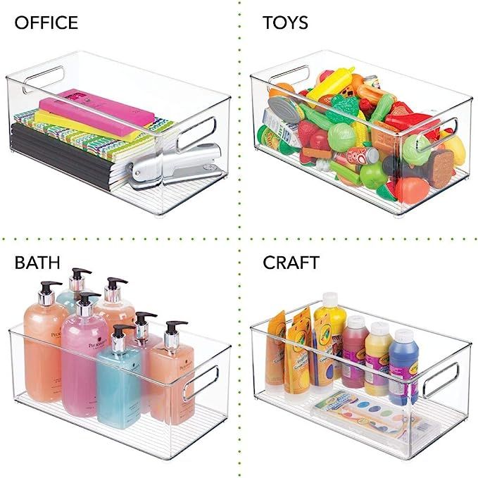 mDesign Deep Storage Organizer Container, Handles for Kids/Child Supplies in Kitchen, Pantry, Nur... | Amazon (US)
