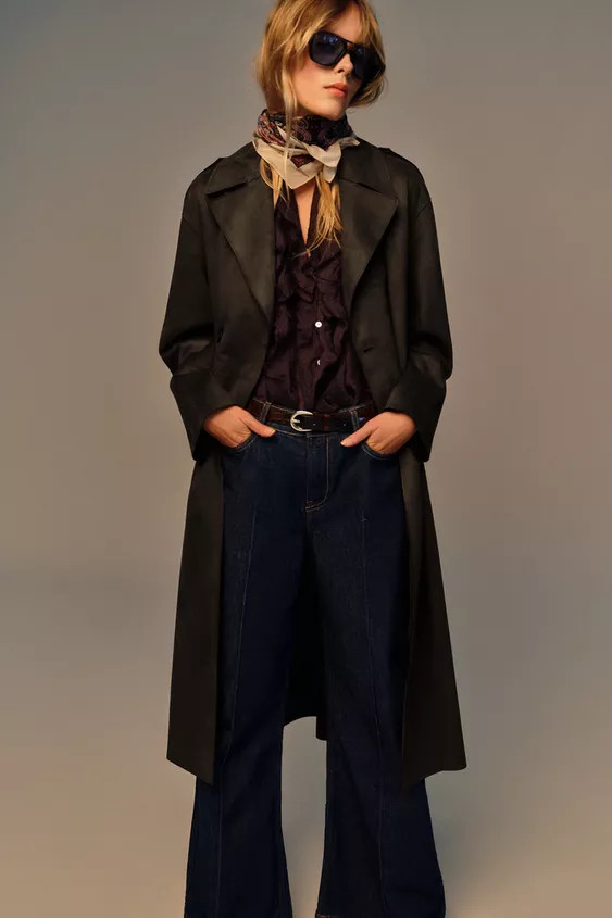 LONG FAUX SUEDE TRENCH COAT | Zara UK