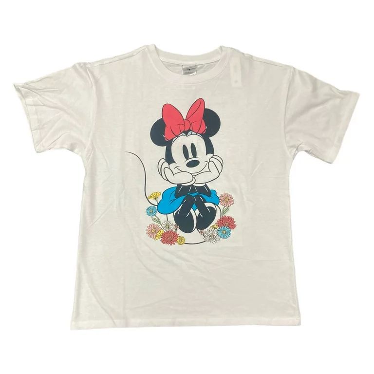 Disney Women's Soft Short Sleeve Graphic Print T-Shirt (White/Minnie Mouse, M) | Walmart (US)