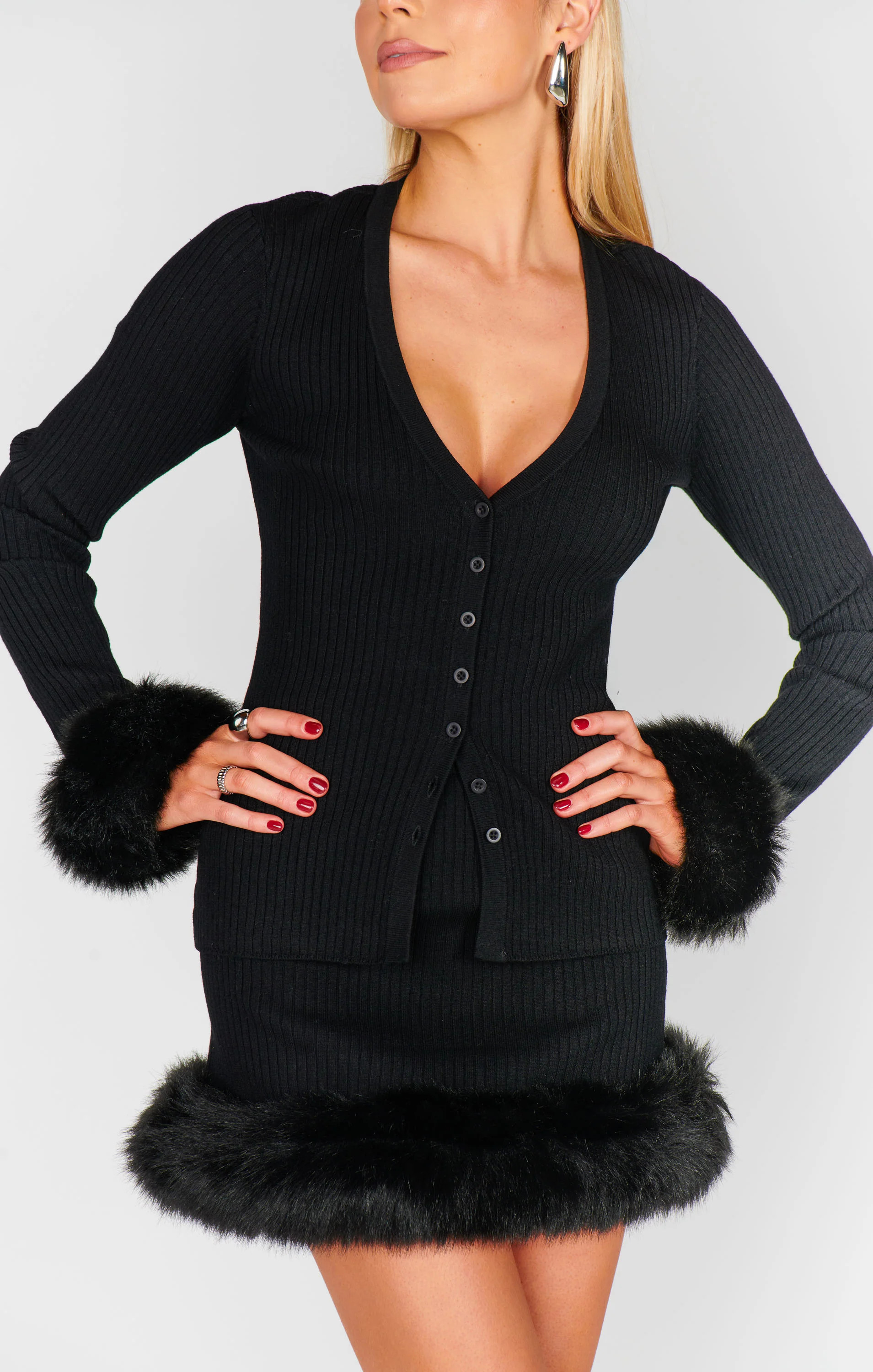 Sasha Top, in Black Knit with Faux Fur, Size: Small | Show Me Your Mumu | Show Me Your Mumu