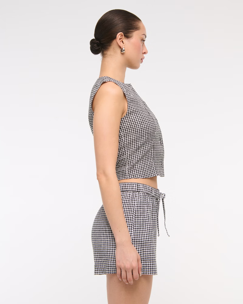 Mid Rise Linen-Blend Pull-On Short | Abercrombie & Fitch (US)