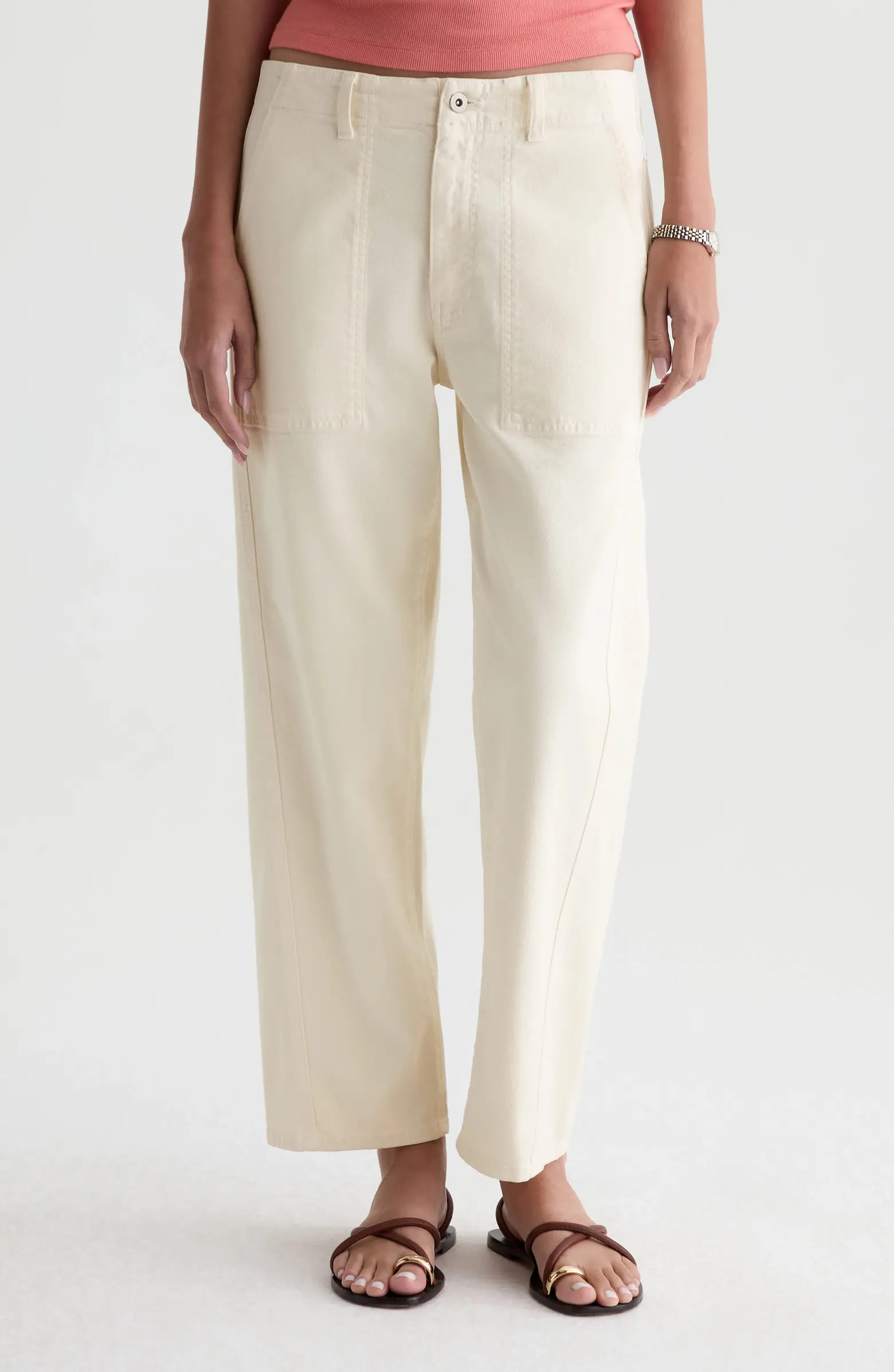 Analeigh High Waist Ankle Straight Leg Twill Pants | Nordstrom