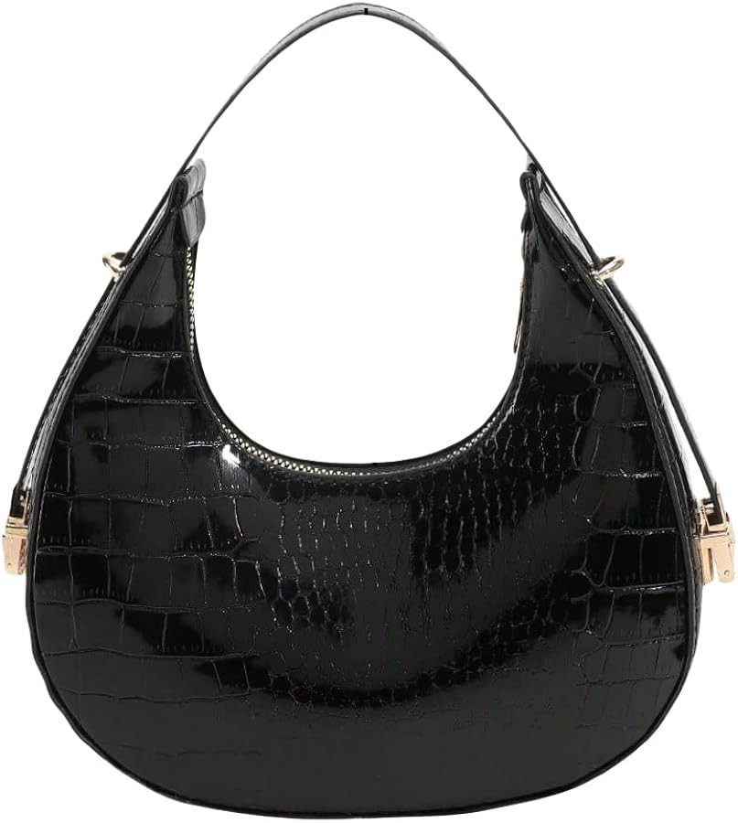 GORGLITTER Women's Crescent Hobo Bag Metallic Purse Crocodile Embossed Mini Clutch Bag Tote Handb... | Amazon (US)