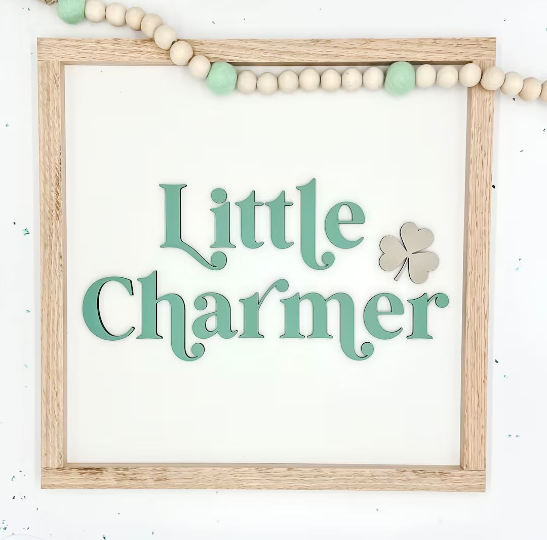 Green Little Charmer Framed Sign | St Patricks Decor | St Patricks Sign | Kids Shelfie Sign | Boo... | Etsy (US)
