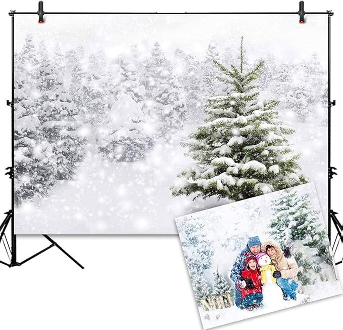 Allenjoy Christmas Backdrop 7x5ft Natural Winter Forest Snowflake Snowfall Background for Photogr... | Amazon (US)