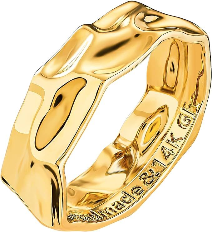 MTMY 14K Gold Plated Rings for Women Dainty Stacking Ring Statement Ring Eternity Bands Jewelry G... | Amazon (US)